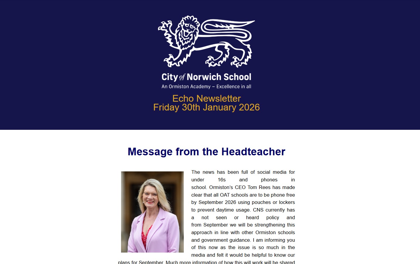 Echo Newsletter, Friday 30th January 2026