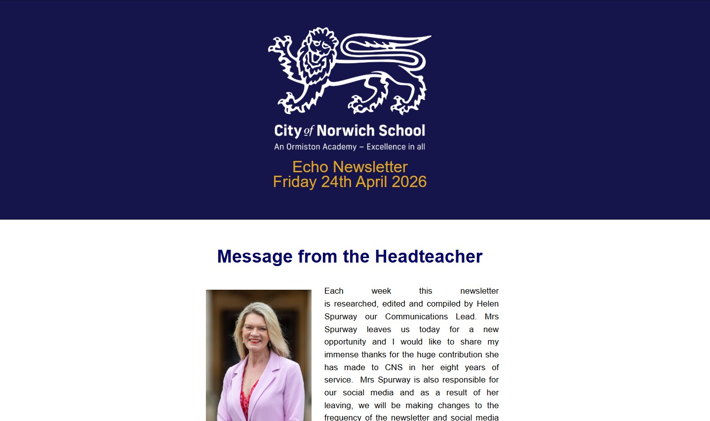 Echo Newsletter, Friday 24th April 2026